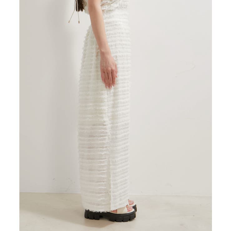 【洗える】フリンジジャガードスリット入りロングスカート | VIS  | 詳細画像14 