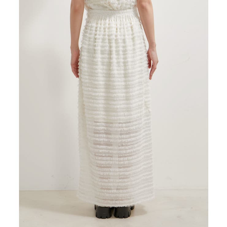 【洗える】フリンジジャガードスリット入りロングスカート | VIS  | 詳細画像15 