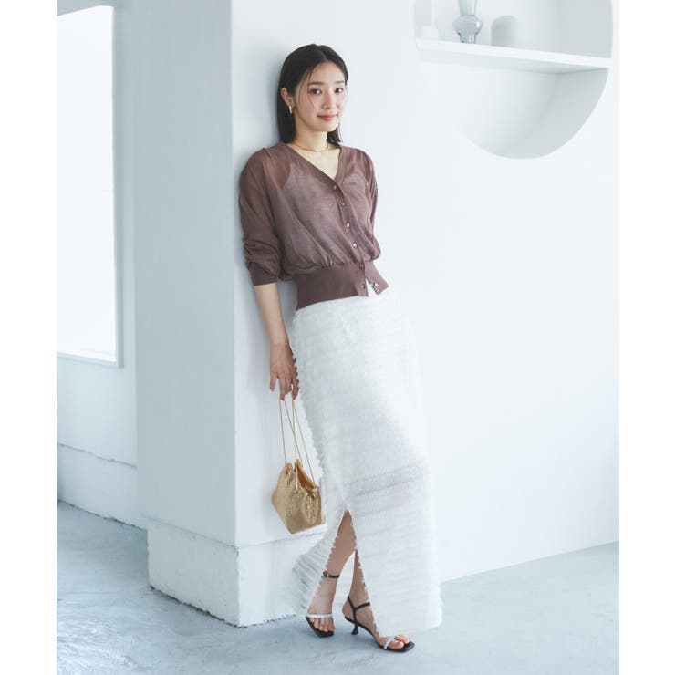 【洗える】フリンジジャガードスリット入りロングスカート | VIS  | 詳細画像25 