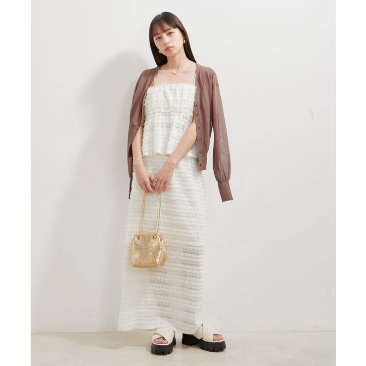 【洗える】フリンジジャガードスリット入りロングスカート | VIS  | 詳細画像4 