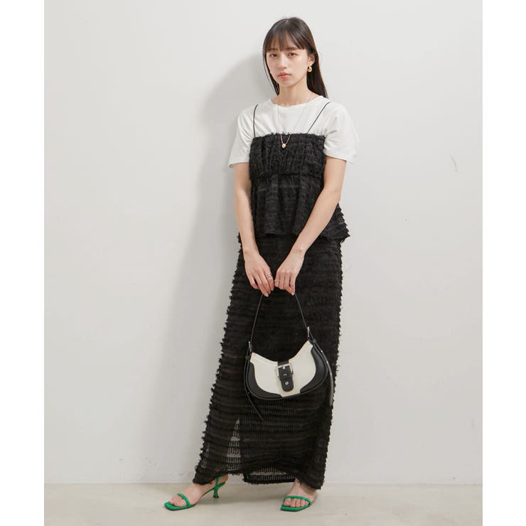 【洗える】フリンジジャガードスリット入りロングスカート | VIS  | 詳細画像8 
