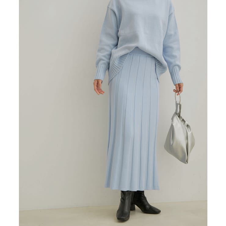 セットアップ対応】【洗える】プリーツニットスカート[品番