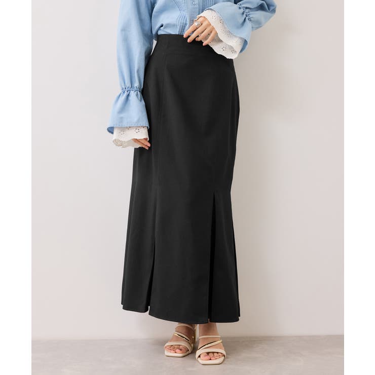 ブラック(01) | ボックスプリーツマーメイドスカート/イージーケア・防シワ | VIS 