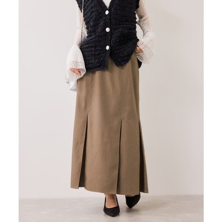 ブラウン系(23) | ボックスプリーツマーメイドスカート/イージーケア・防シワ | VIS 