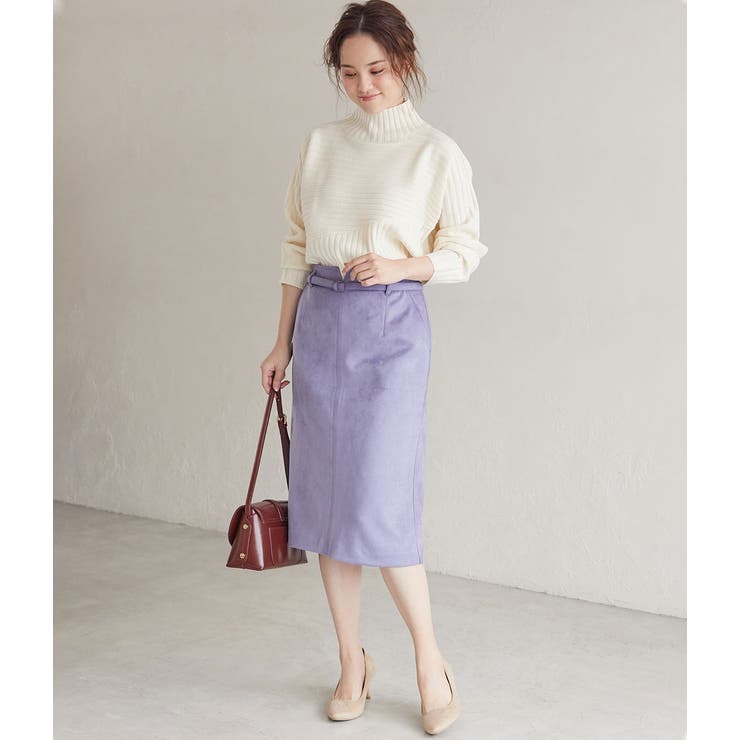 【MACHINE WASHABLE】 エコスエードタイトスカート | VIS  | 詳細画像10 