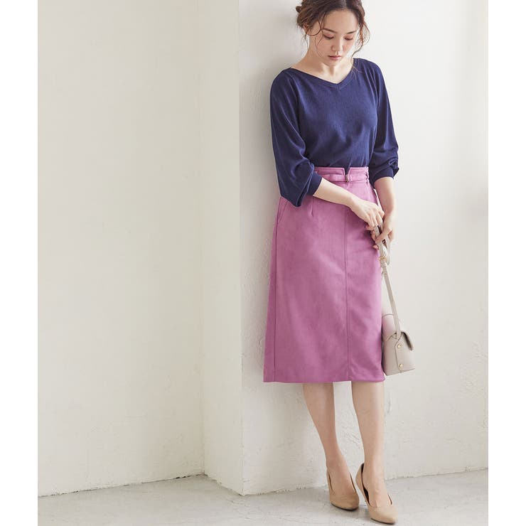 【MACHINE WASHABLE】 エコスエードタイトスカート | VIS  | 詳細画像15 