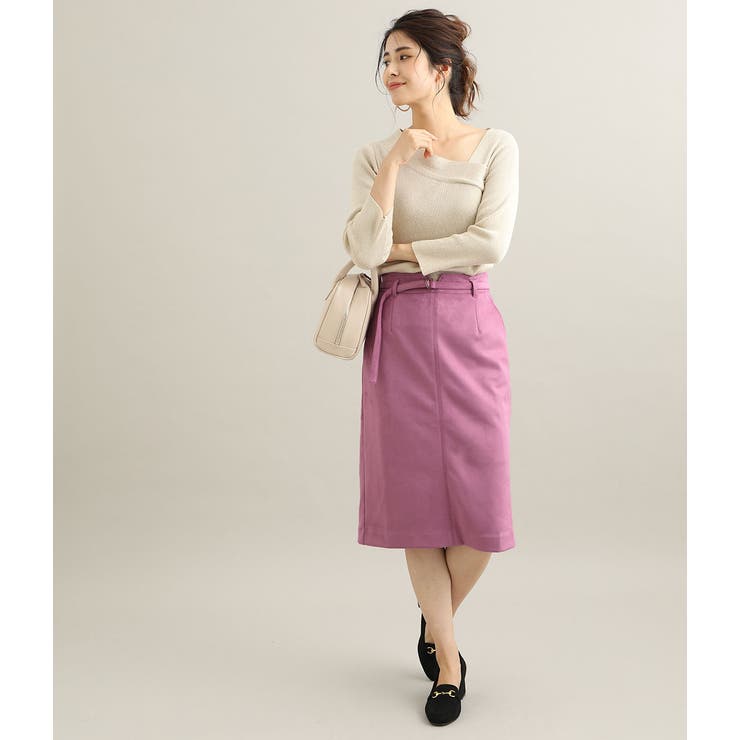 【MACHINE WASHABLE】 エコスエードタイトスカート | VIS  | 詳細画像16 