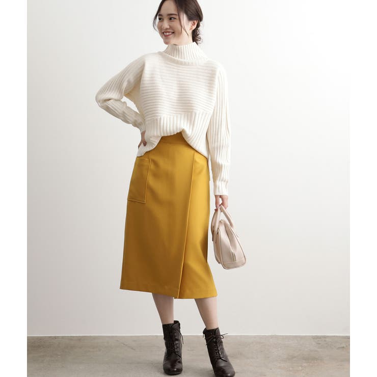 EASY CARE】ウォッシャブルフラノラップタイトスカート[品番  