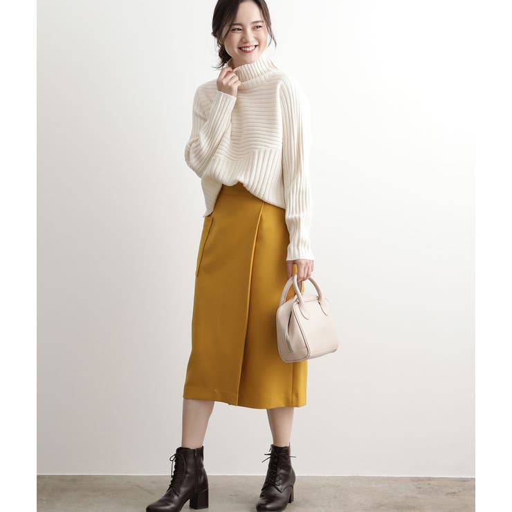 EASY CARE】ウォッシャブルフラノラップタイトスカート[品番  