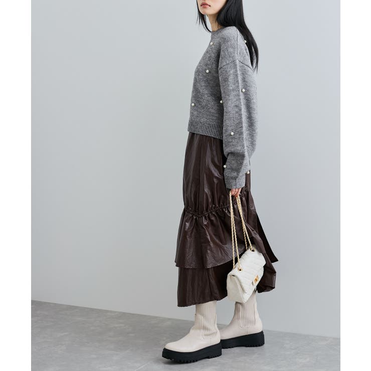 チンツ加工ギャザーロングスカート | VIS  | 詳細画像10 