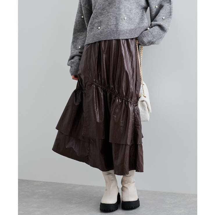 チンツ加工ギャザーロングスカート | VIS  | 詳細画像11 