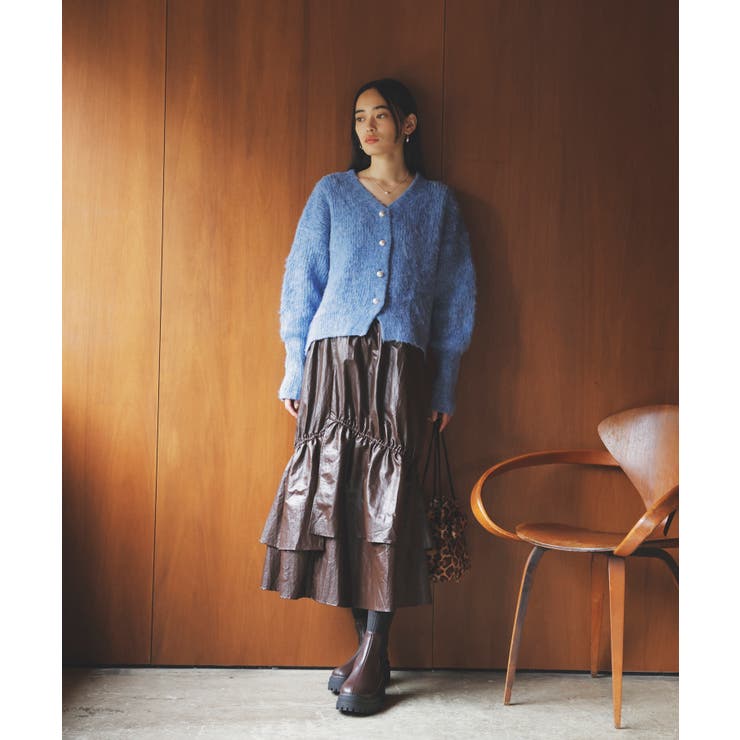 チンツ加工ギャザーロングスカート | VIS  | 詳細画像2 