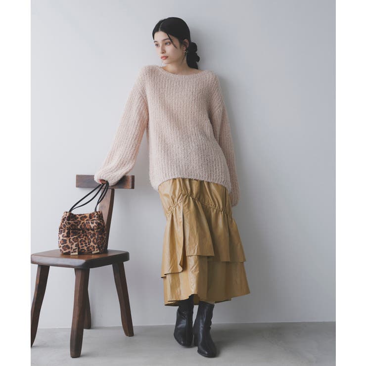 チンツ加工ギャザーロングスカート | VIS  | 詳細画像3 