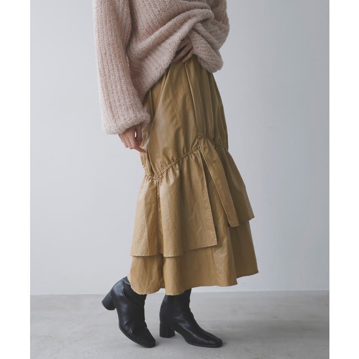 チンツ加工ギャザーロングスカート | VIS  | 詳細画像4 