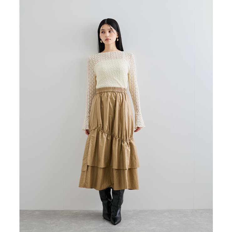 チンツ加工ギャザーロングスカート | VIS  | 詳細画像6 