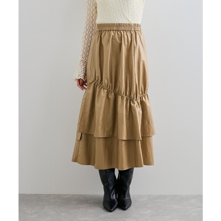 チンツ加工ギャザーロングスカート | VIS  | 詳細画像7 