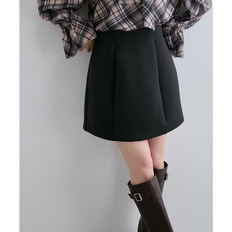 ブラック(01) | ボンディングフレアミニスカート | VIS 