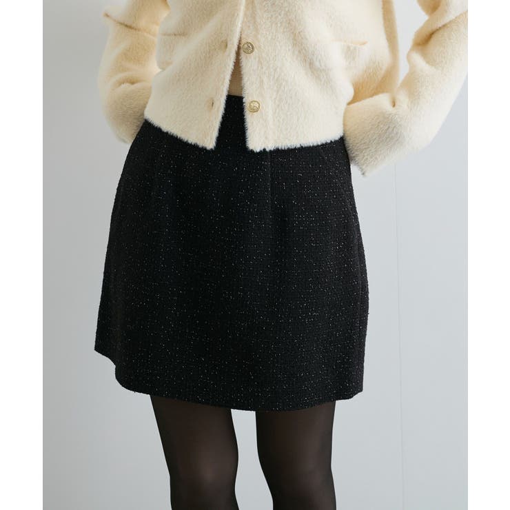ブラック(01) | 【洗える】ラメツイード&千鳥柄ミニスカート | VIS 