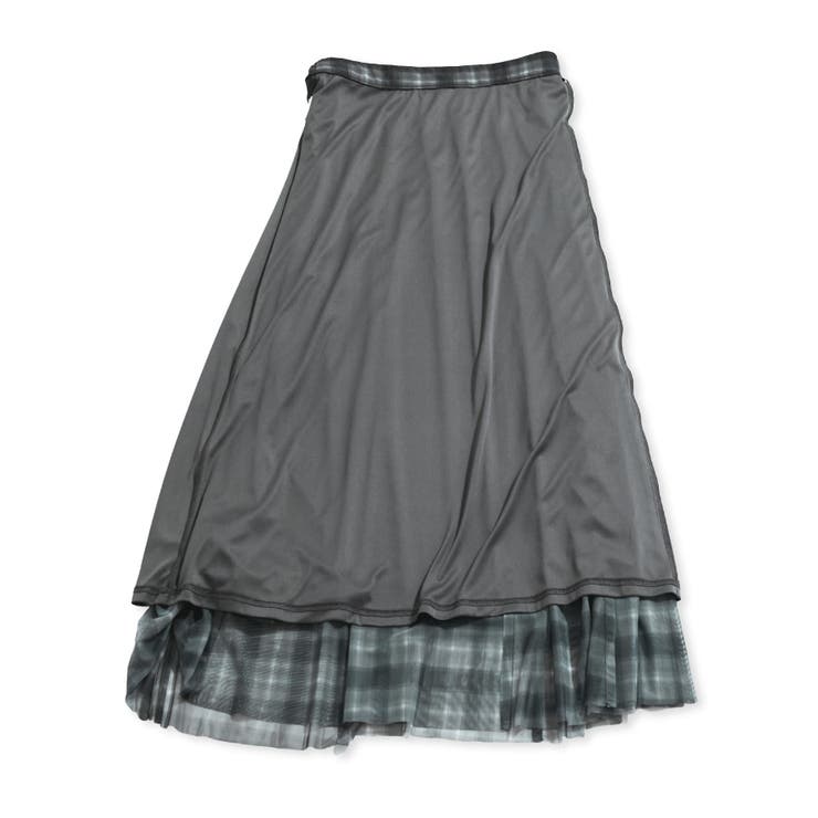 【洗える】チュールプリントチェックスカート | VIS  | 詳細画像22 