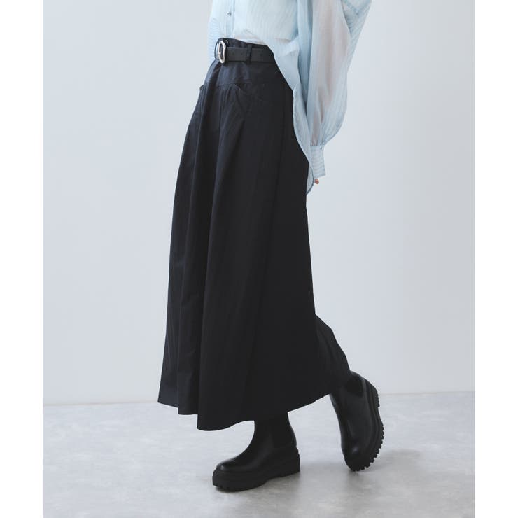 ブラック(01) | ウエスト切替デザインフレアスカート | VIS 