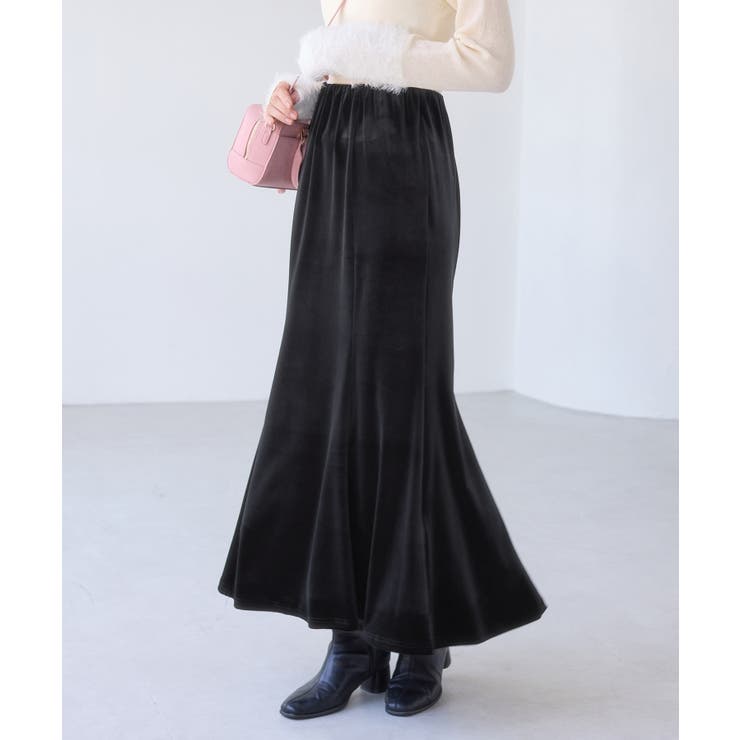 ブラック(01) | ベロアナロースカート | VIS 