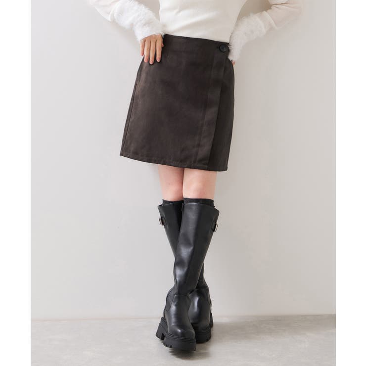 釦ポイントスエードライクミニスカート | VIS  | 詳細画像4 