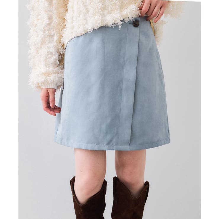 ブルー系(45) | 釦ポイントスエードライクミニスカート | VIS 
