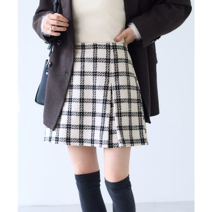 オフホワイト(15) | ロービングチェックミニスカート | VIS 