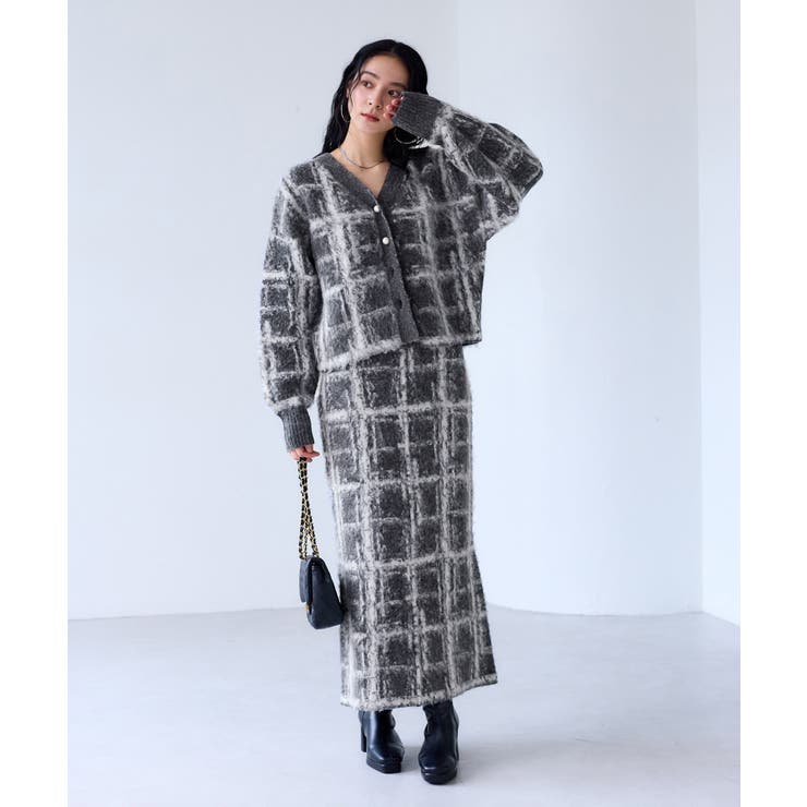 チェックアソートシャギーニットスカート/セットアップ対応 | VIS  | 詳細画像2 