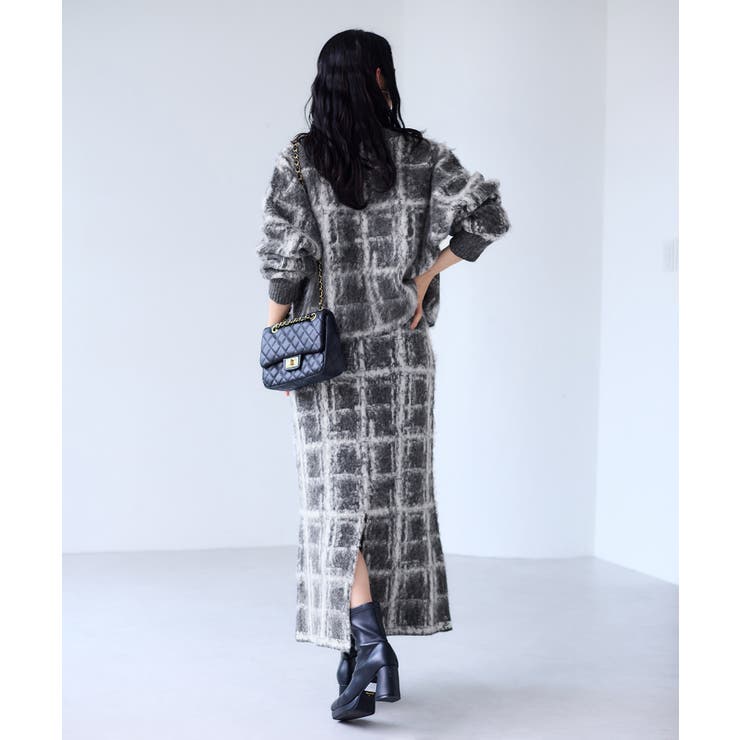 チェックアソートシャギーニットスカート/セットアップ対応 | VIS  | 詳細画像3 