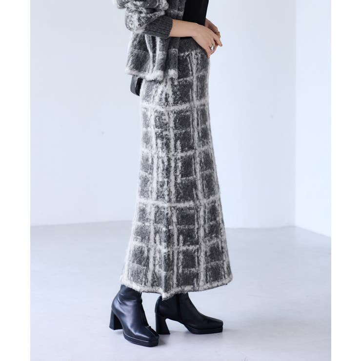 チェックアソートシャギーニットスカート/セットアップ対応 | VIS  | 詳細画像5 