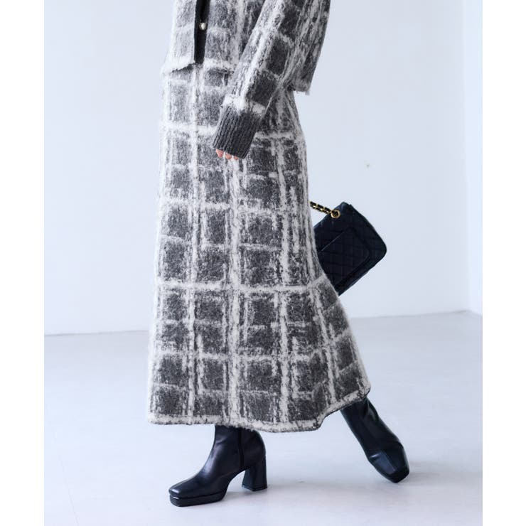 チェックアソートシャギーニットスカート/セットアップ対応 | VIS  | 詳細画像7 