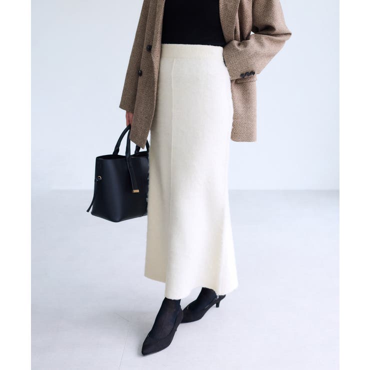 オフホワイト(15) | チェックアソートシャギーニットスカート/セットアップ対応 | VIS 