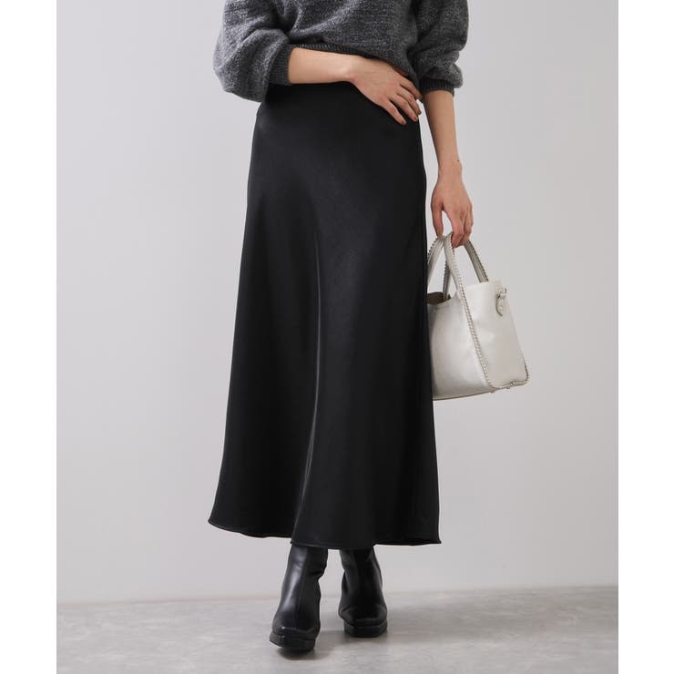 ブラック(01) | シャイニーナローフレアスカート | VIS 