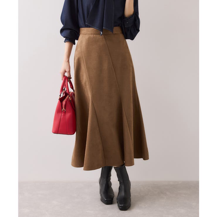 キャメル系(26) | エスカルゴ切替スエードライクスカート | VIS 