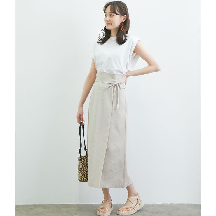 イビザ限定✨ロエベ ラップスカート リネン ストライプ フリンジ リボン ロング イビザ限定✨ロエベ ラップスカート リネン ストライプ フリンジ