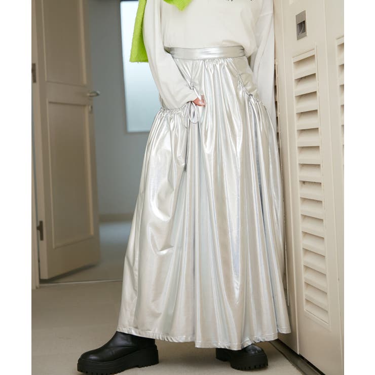 シルバー系(94) | メタリックギャザースカート | VIS 