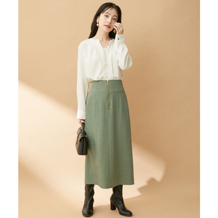 防シワ・洗える】ファスナーIラインスカート[品番：VISW0038470