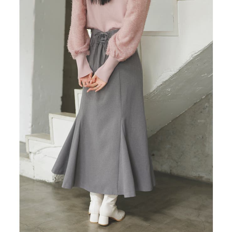 【新色追加】【美easy】ウーリッシュバックレースアップマーメイドスカート【洗え… | VIS  | 詳細画像25 