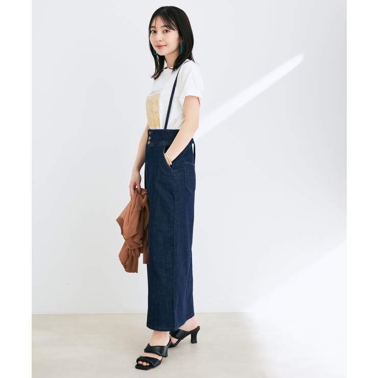 Lee別注】サスペンダー付きデニムタイトスカート[品番