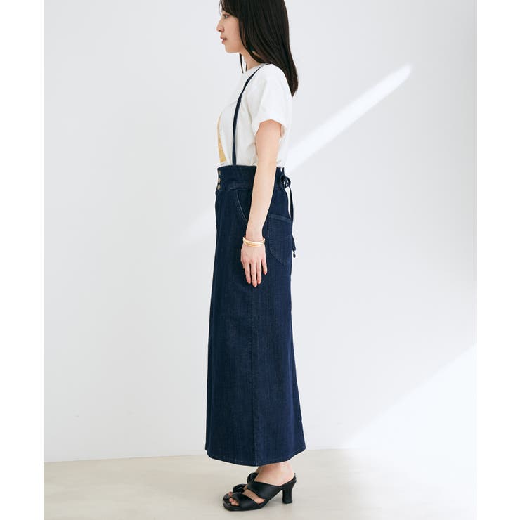 新品タグ付き⭐︎ozz on ベストスカート 水色 Lee別注】サスペンダー付きデニムタイトスカート[品番