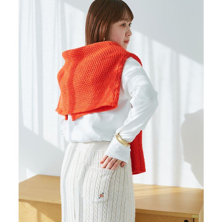VIS別注モデルローズ刺繍ポロケーブルニットスカート | VIS  | 詳細画像25 