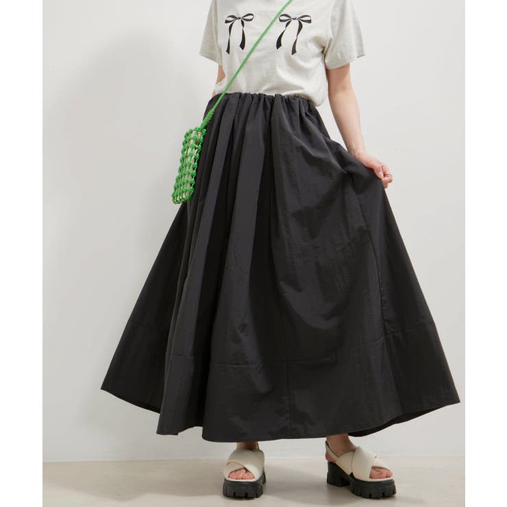 ブラック(01) | 【WEB/一部店舗限定】裾切り替えギャザースカート | VIS 