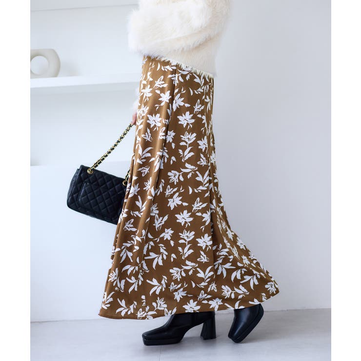 【WEB限定】アソート柄セミフレアロングスカート | VIS  | 詳細画像4 