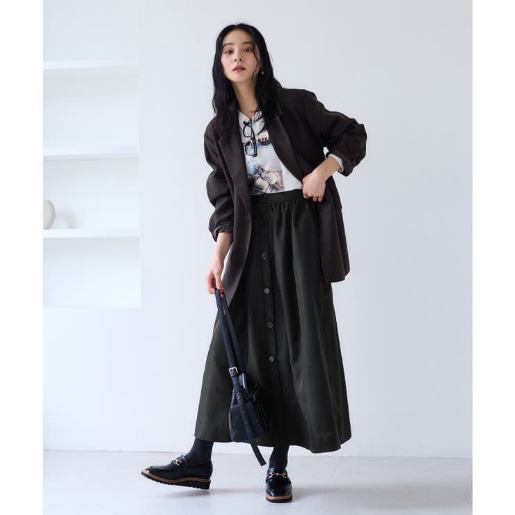 【WEB限定】フロントボタンフレアスカート | VIS  | 詳細画像14 