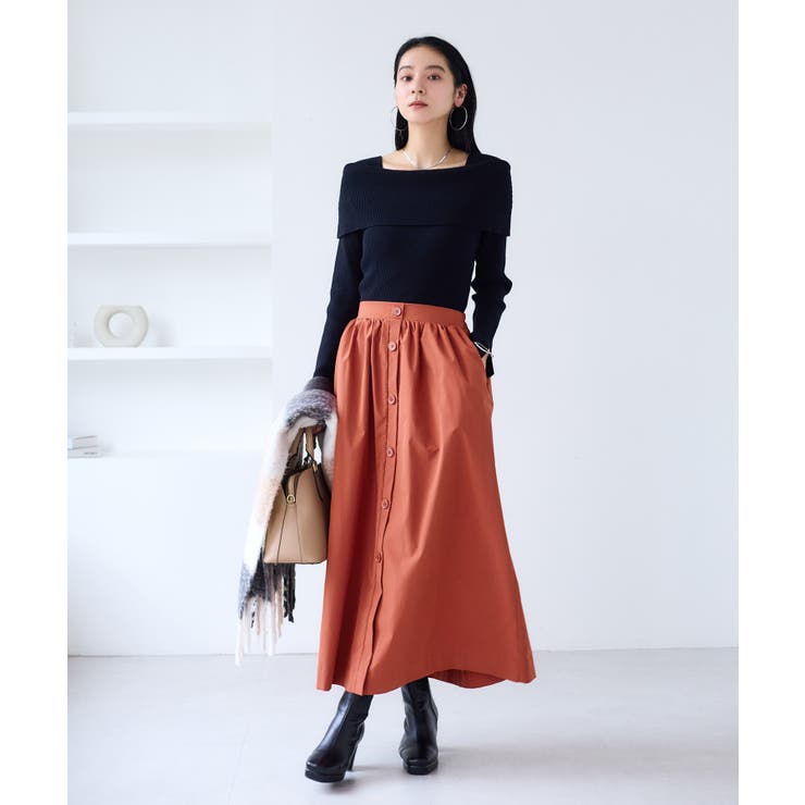 【WEB限定】フロントボタンフレアスカート | VIS  | 詳細画像2 