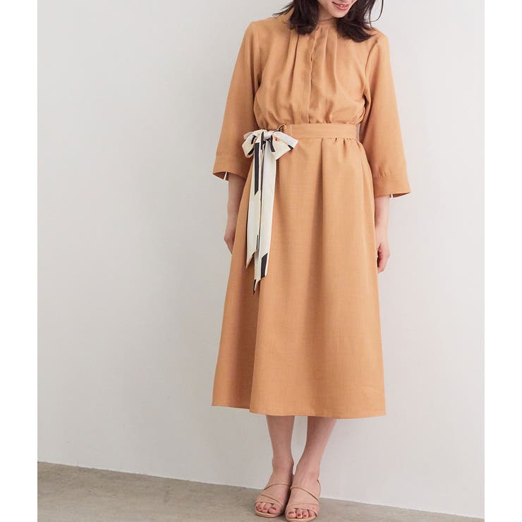 スカーフベルト付き麻調タックワンピース 品番 Visw Vis ビス のレディースファッション通販 Shoplist ショップリスト