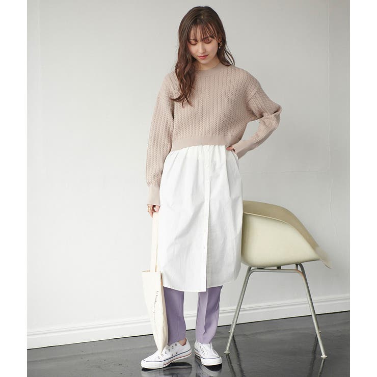 Bi Tan 美短 ミニケーブルニットドッキングワンピース 品番 Visw Vis ビス のレディースファッション通販 Shoplist ショップリスト