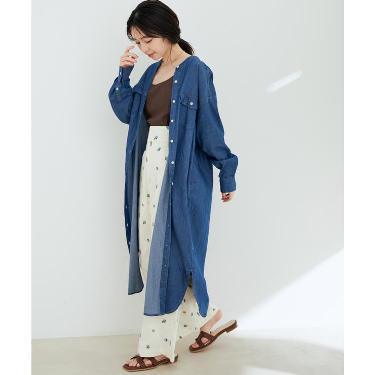 デニムバンドカラーシャツワンピース 品番 Visw Vis ビス のレディースファッション通販 Shoplist ショップリスト