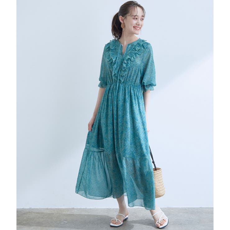 PINKO ペイズリー柄フリル袖ワンピース 0213171555_63e9f1bb3f45c.jpeg